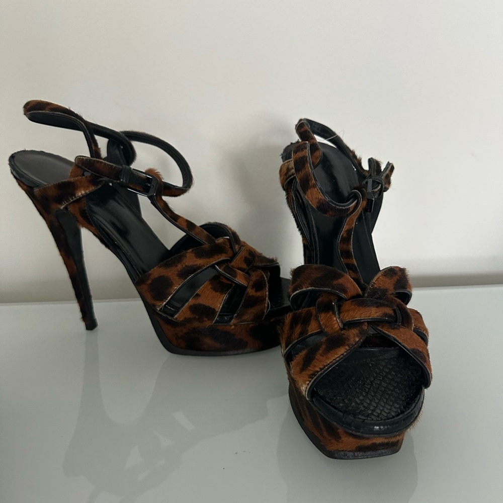 YSL platform pony safari Heels